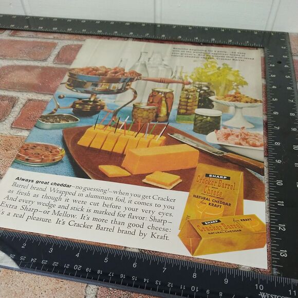 1961 Cracker Barrel - Kraft Sharp Cheddar Cheese - Party Buffet - Vtg PRINT AD - Picture 2 of 12